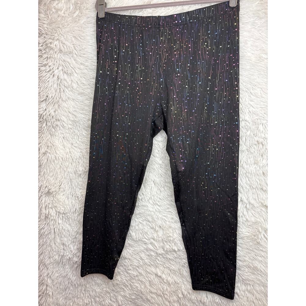 Women’s Plus Size Leggins with Rainbow Stars and Vertical Lines Size 3X